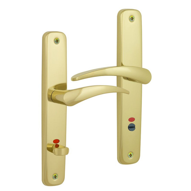 Ручка для дверей ABLOY 18/011 mov-mov WC PLATE 72мм Лак_золотистий 34-54мм наскрізь ZN_KULA Комплект, шток 5мм