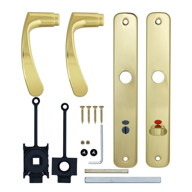 Ручка для дверей ABLOY 18/011 mov-mov WC PLATE 72мм Лак_золотистий 34-54мм наскрізь ZN_KULA Комплект, шток 5мм