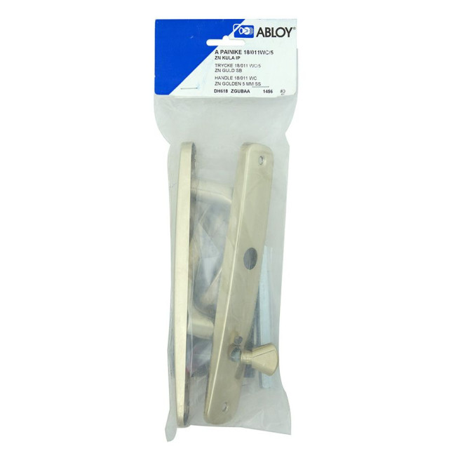 Ручка для дверей ABLOY 18/011 mov-mov WC PLATE 72мм Лак_золотистий 34-54мм наскрізь ZN_KULA Комплект, шток 5мм