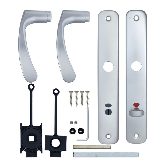 Ручка для дверей ABLOY 18/011 mov-mov WC PLATE 72мм Хром_сатин 34-54мм наскрізь ZN_HCR Комплект, шток 8мм