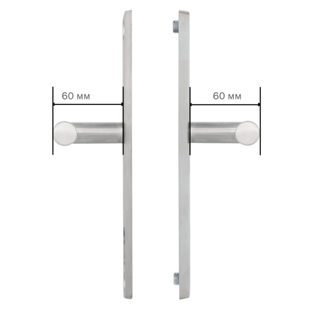 Ручка для дверей ABLOY INOXI 3-19SS/6-6/013 mov-mov PZ PLATE 92мм Нерж.сталь_мат 76-85мм наскрізь Inoxi RST Комплект
