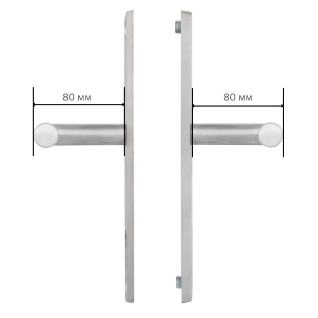 Ручка для дверей ABLOY INOXI 3-19SS/8-8/013 mov-mov PZ PLATE 92мм Нерж.сталь_мат 76-85мм наскрізь Inoxi RST Комплект