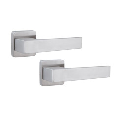Ручка дверная ROSTEX RAVENA H53 mov-mov SQUARE нерж.сталь мат 38-52мм насквозь Ravena NEREZ MAT комплект