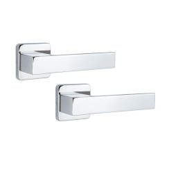 Ручка дверная ROSTEX RAVENA H53 mov-mov SQUARE хром полированный 38-52мм насквозь Ravena NEREZ POLISHED комплект