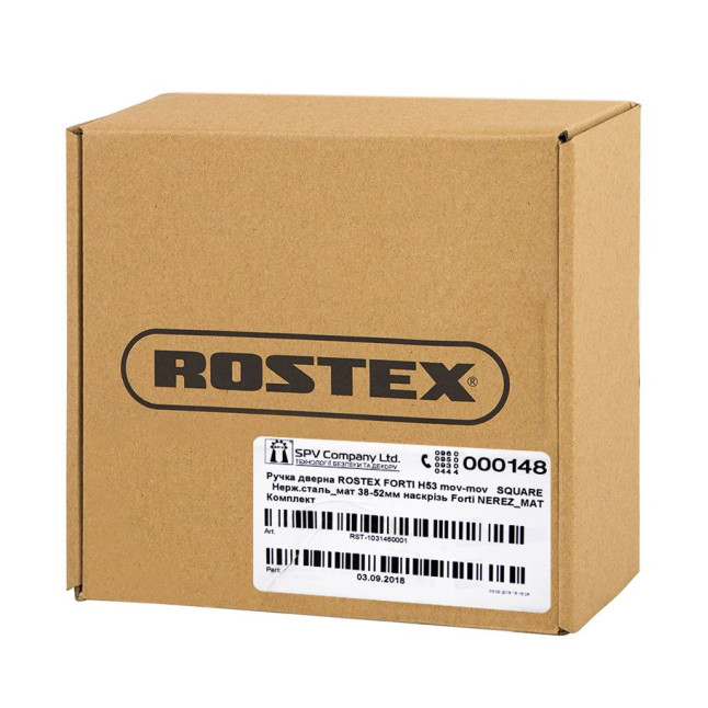 Ручка дверна ROSTEX FORTI H53 mov-mov SQUARE Нерж.сталь_мат 38-52мм наскрізь Forti NEREZ_MAT Комплект Ручка дверна ROSTEX FORTI H53 mov-mov SQUARE Нерж.сталь_мат 38-52мм наскрізь Forti NEREZ_MAT Комплект