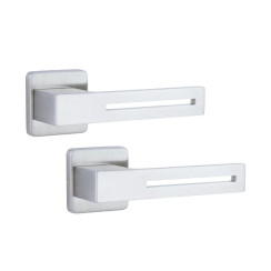 Ручка дверна ROSTEX ROSANO H53 mov-mov SQUARE Нерж.сталь_мат 38-52мм наскрізь Rosano NEREZ_MAT Комплект
