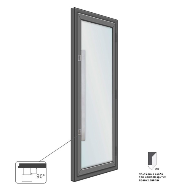 Ручка-скоба ROSTEX ALFA 600 fix SQUARE 500мм Нерж.сталь_мат від 35мм накладне Architect NEREZ_MAT Зовнішній