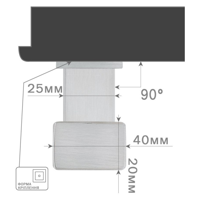 Ручка-скоба ROSTEX ALFA 600 fix SQUARE 500мм Нерж.сталь_мат від 35мм накладне Architect NEREZ_MAT Зовнішній