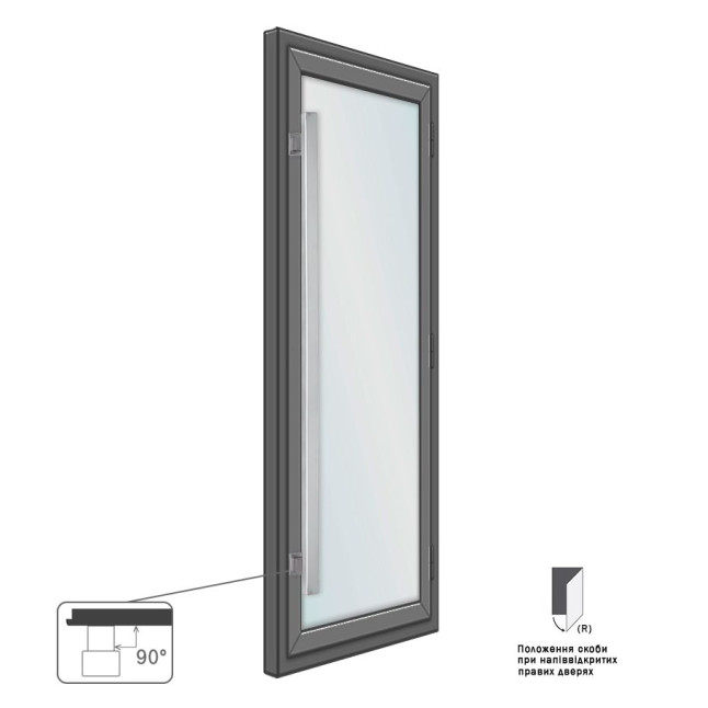 Ручка-скоба ROSTEX ALFA 900 fix SQUARE 800мм Нерж.сталь_мат від 35мм накладне Architect NEREZ_MAT Зовнішній