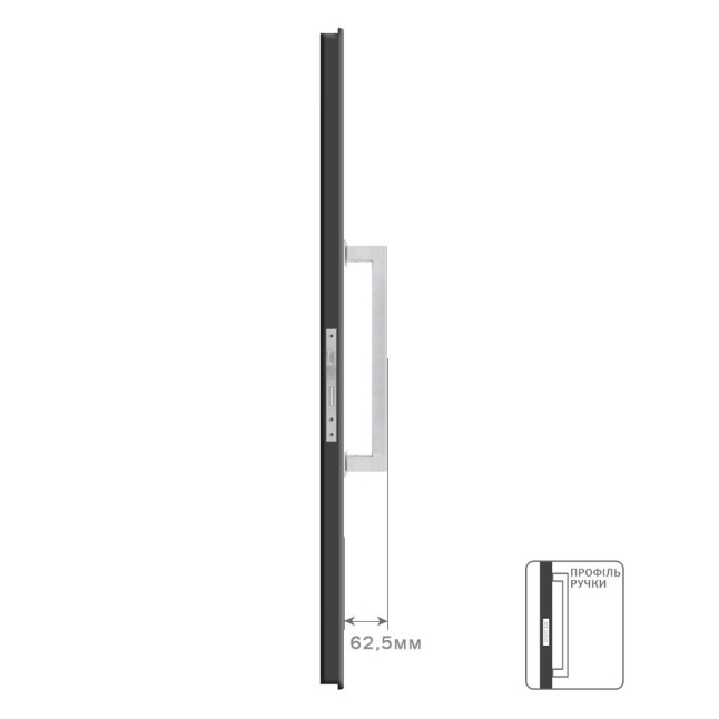 Ручка-скоба ROSTEX BETA 830 fix SQUARE 800мм Нерж.сталь_мат від 35мм накладне Direct NEREZ_MAT Зовнішній