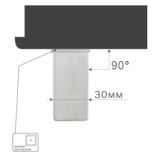 Ручка-скоба ROSTEX BETA 830 fix SQUARE 800мм Нерж.сталь_мат від 35мм накладне Direct NEREZ_MAT Зовнішній