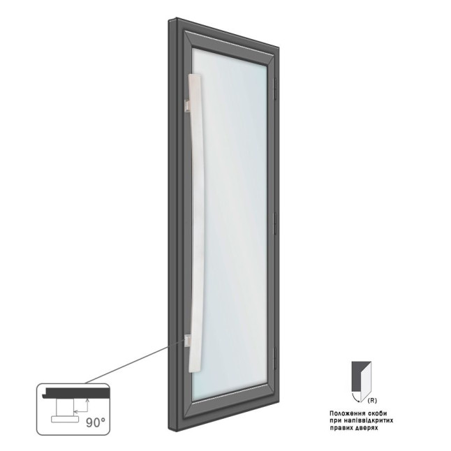 Ручка-скоба ROSTEX GAMA 1000 fix SQUARE 800мм Нерж.сталь_мат від 35мм накладне Gama NEREZ_MAT Зовнішній