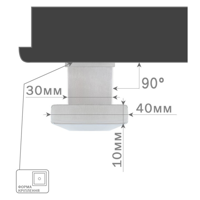 Ручка-скоба ROSTEX GAMA 1000 fix SQUARE 800мм Нерж.сталь_мат від 35мм накладне Gama NEREZ_MAT Зовнішній