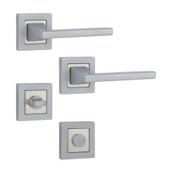 Фурнітура інтер'єрна ROSTEX KIRA H56 mov-mov WC SQUARE Хром_сатин/Хром_полірований 38-45мм універсальне Kira CR_SAT/СR Комплект, шток 6мм