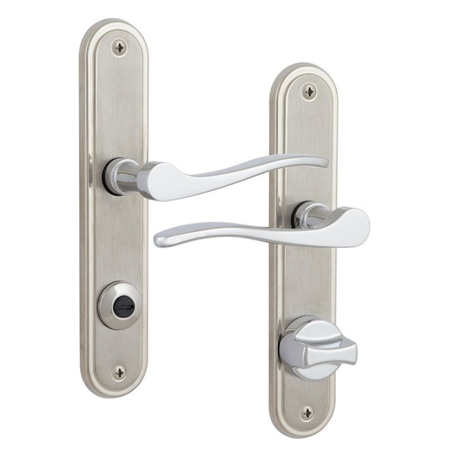 Ручка для дверей Rostex ELEGANT mov-mov WC Plate 72мм хром мат 35-50мм накладные Elegant CR MAT комплект, шток 5мм