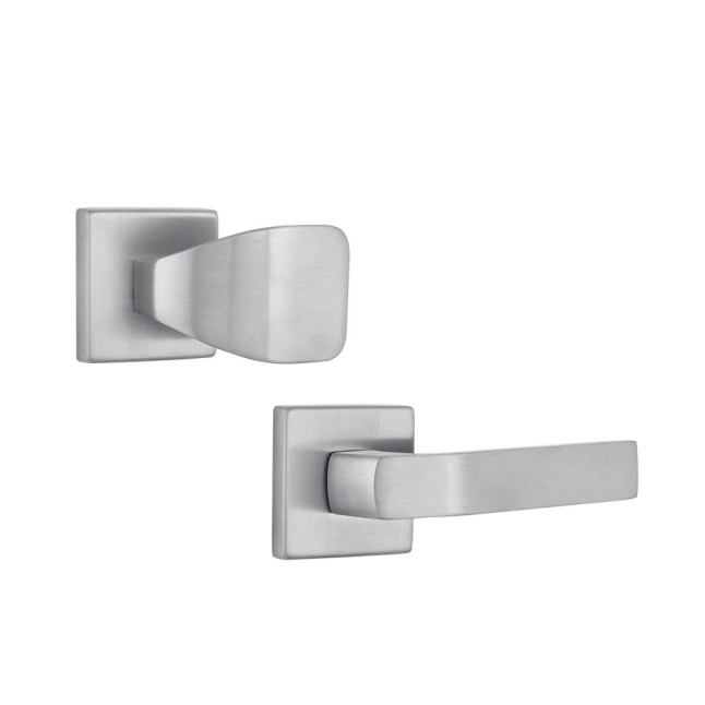 Ручка дверна ROSTEX *QUADRUM H58 fix-mov SQUARE Нерж.сталь_мат 38-45мм наскрізь Hranate/Treviso NEREZ_MAT Комплект