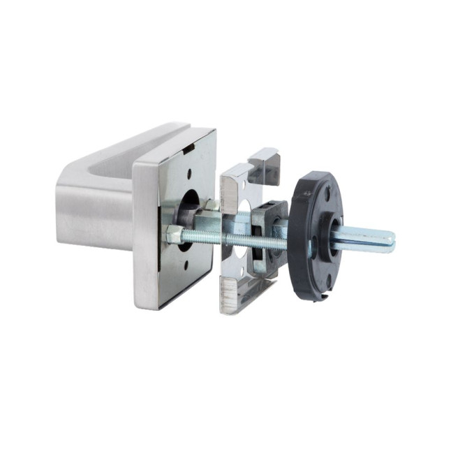 Ручка дверна ROSTEX *QUADRUM H58 fix-mov SQUARE Нерж.сталь_мат 38-45мм наскрізь Hranate/Treviso NEREZ_MAT Комплект
