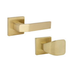 Ручка дверная ROSTEX *QUADRUM H58 fix-mov SQUARE нерж.сталь мат титан PVD 38-45мм насквозь Hranate/Treviso NEREZ MAT TI комплект