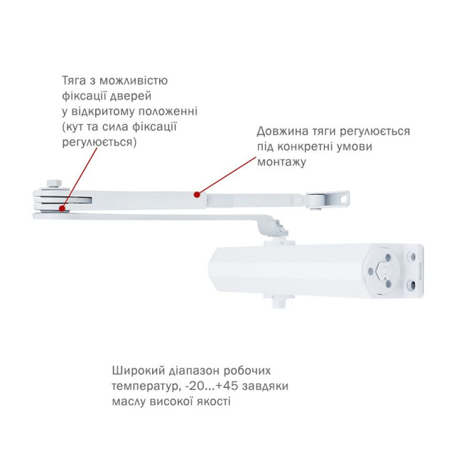 Дотягувач накладний RYOBI 3550 DS-3550 WHITE BC/DA STD_HO_ARM EN_2-5 до_100кг 1250мм