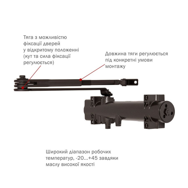 Дотягувач накладний RYOBI 4550 DS-4550 DARK_BRONZE BC/DA STD_HO_ARM EN_2-7+ до_200кг 1600мм