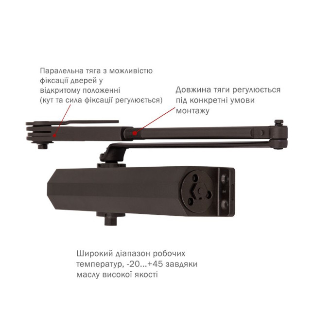 Дотягувач накладний RYOBI 3550 DS-3550P DARK_BRONZE BC/DA PRL_HO_ARM EN_2-5 до_100кг 1250мм