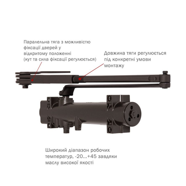 Дотягувач накладний RYOBI 4550 DS-4550P DARK_BRONZE BC/DA PRL_HO_ARM EN_2-7+ до_200кг 1400мм