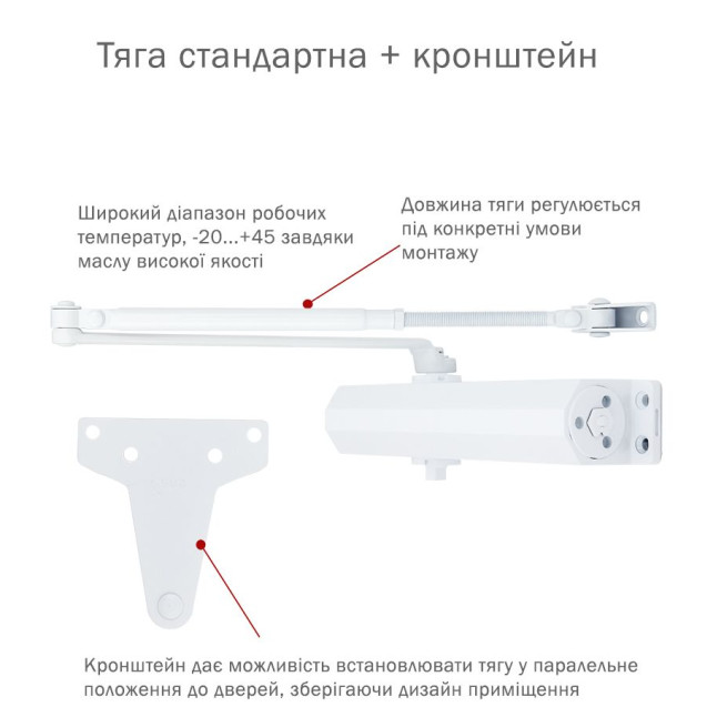 Дотягувач накладний RYOBI 3550 D-3550 WHITE BC/DA UNIV_ARM EN_2-5 до_100кг 1250мм FIRE