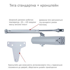 Доводчик накладной RYOBI 3550 D-3550 SILVER BC/DA UNIV ARM EN 2-5 до 100кг 1250мм FIRE  Доводчик накладной RYOBI 3550 D-3550 SILVER BC/DA UNIV ARM EN 2-5 до 100кг 1250мм FIRE