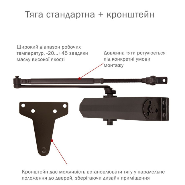 Дотягувач накладний RYOBI 3550 D-3550 DARK_BRONZE BC/DA UNIV_ARM EN_2-5 до_100кг 1250мм FIRE