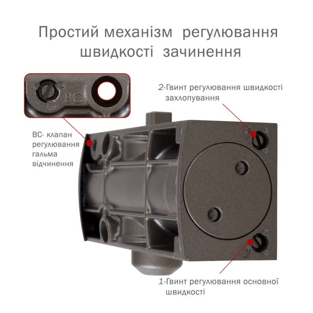 Дотягувач накладний RYOBI 1200 D-1200P(U) METALLIC_BRONZE BC UNIV_ARM EN_2/3/4 80кг 1100мм