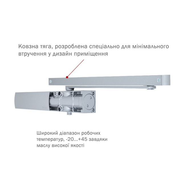 Дотягувач накладний RYOBI 1200 D-1200T SILVER BC SLD_HO_ARM EN_3 60кг 950мм Дотягувач накладний RYOBI 1200 D-1200T SILVER BC SLD_HO_ARM EN_3 60кг 950мм