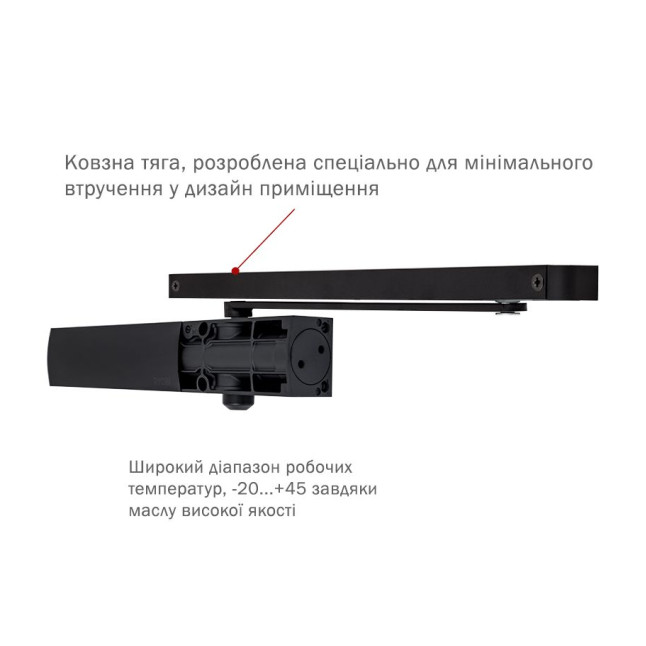 Доводчик накладной RYOBI 1200 D-1200T BLACK BC SLD HO ARM EN 3 60кг 950мм Доводчик накладной RYOBI 1200 D-1200T BLACK BC SLD HO ARM EN 3 60кг 950мм