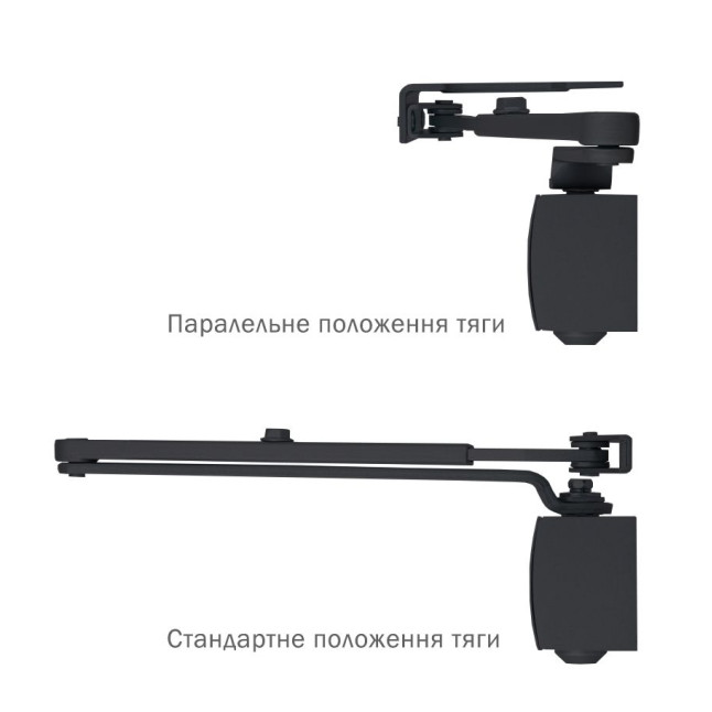 Доводчик накладной RYOBI 1200 D-1200P(U) GREY ANTHRACITE UNIV ARM EN 2/3/4 80кг 1100мм 