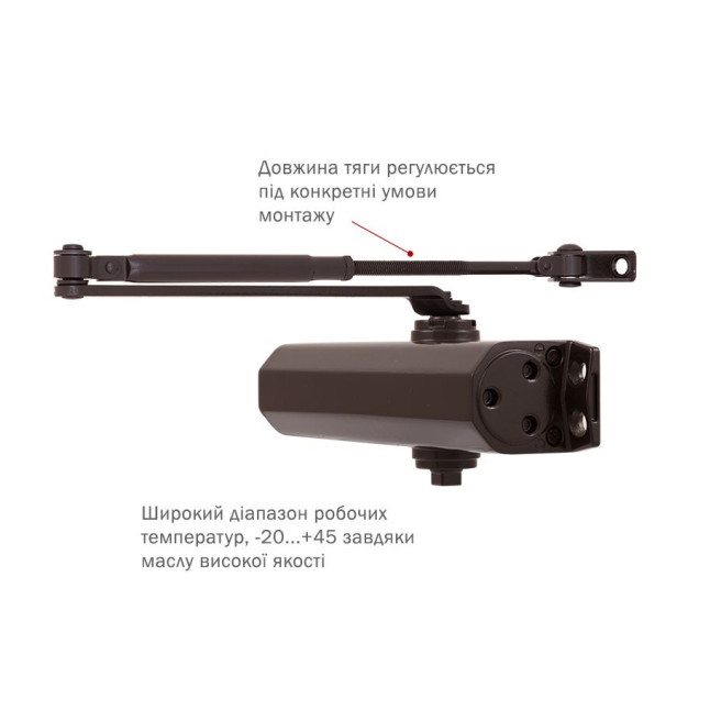 Доводчик накладной RYOBI 2000 D-2055V DARK BRONZE BC STD ARM EN 3/4/5 до 100кг 1250мм FIRE 