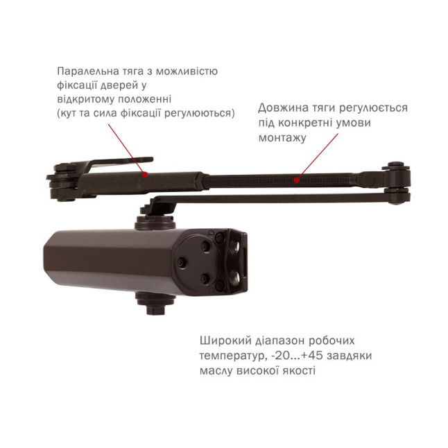 Дотягувач накладний RYOBI *1500 DS-1554P DARK_BRONZE PRL_HO_ARM EN_2/3 до_60кг 965мм