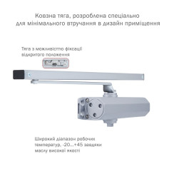 Доводчик накладной RYOBI 2000 DS-2050T SILVER BC SLD HO ARM EN 3 60кг 950мм  Доводчик накладной RYOBI 2000 DS-2050T SILVER BC SLD HO ARM EN 3 60кг 950мм
