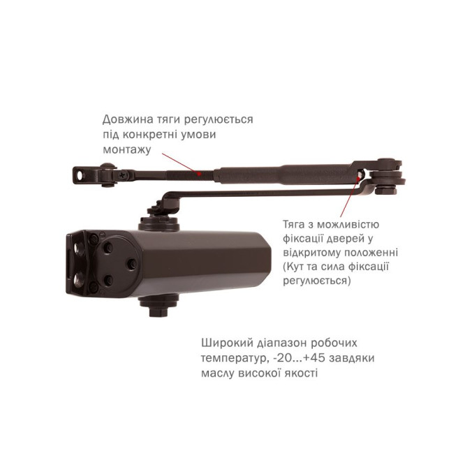 Дотягувач накладний RYOBI *1500 DS-1504 DARK_BRONZE STD_HO_ARM EN_2/3/4 до_80кг 1100мм