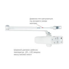 Доводчик накладной RYOBI *9900 9903 GLOSSY WHITE STD ARM EN 2 / 3 до 65кг 965мм  Доводчик накладной RYOBI *9900 9903 GLOSSY WHITE STD ARM EN 2 / 3 до 65кг 965мм