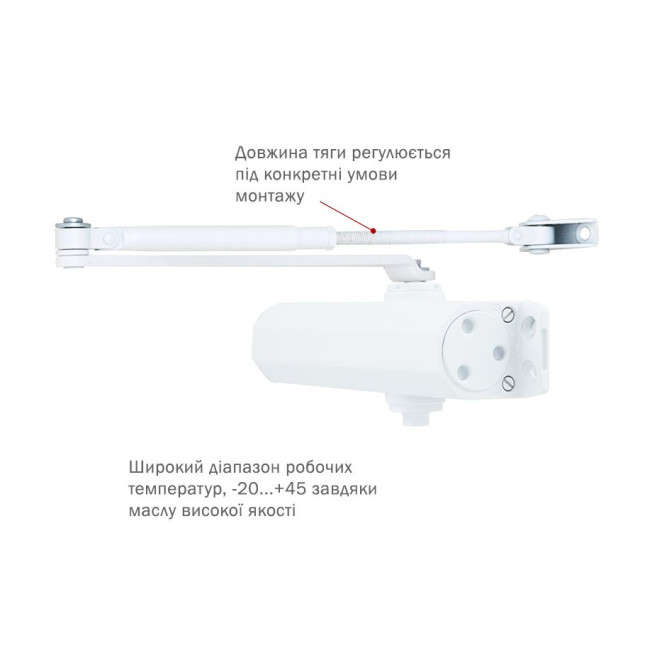 Дотягувач накладний RYOBI 2000 D-2005V GLOSSY_WHITE BC STD_ARM EN_3/4/5 до_100кг 1250мм FIRE