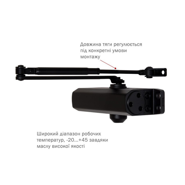Доводчик накладной RYOBI *9900 9903 BLACK STD ARM EN 2 / 3 до 65кг 965мм 