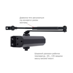 Дотягувач накладний RYOBI *1500 D-1554 GREY_ANTHRACITE STD_ARM EN_2/3/4 до_80кг 1100мм FIRE Дотягувач накладний RYOBI *1500 D-1554 GREY_ANTHRACITE STD_ARM EN_2/3/4 до_80кг 1100мм FIRE