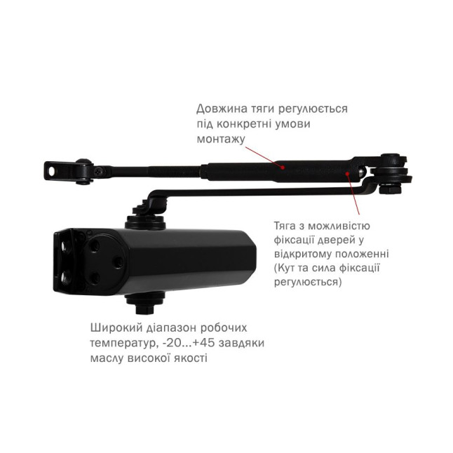 Дотягувач накладний RYOBI *1500 DS-1554 BLACK STD_HO_ARM EN_2/3/4 до_80кг 1100мм