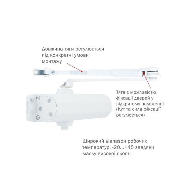 Дотягувач накладний RYOBI *1500 DS-1554P GLOSSY_WHITE PRL_HO_ARM EN_2/3 до_60кг 965мм