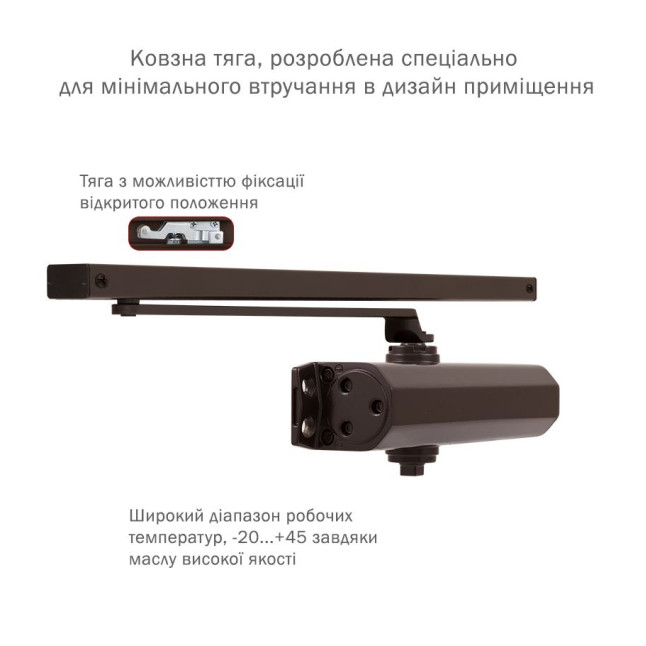 Дотягувач накладний RYOBI 2550 DS-2550T DARK_BRONZE BC SLD_HO_ARM EN_1-3 до_65кг 1050мм