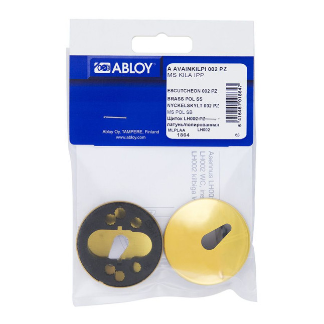 Щиток Abloy LH002 A ROUND латунь полированная 38-60мм универсальное MS Kila комплект Щиток Abloy LH002 A ROUND латунь полированная 38-60мм универсальное MS Kila комплект
