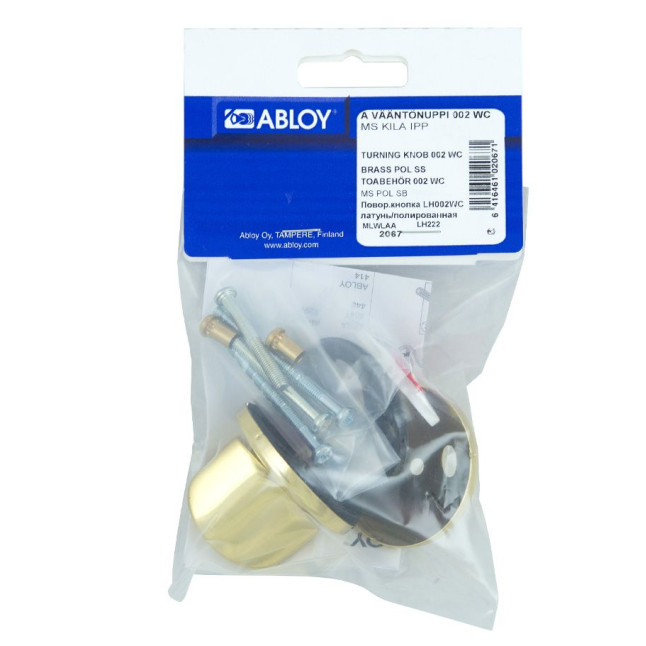 Щиток Abloy LH002 WC ROUND латунь полированная 38-60мм универсальное MS Kila комплект, шток 5мм