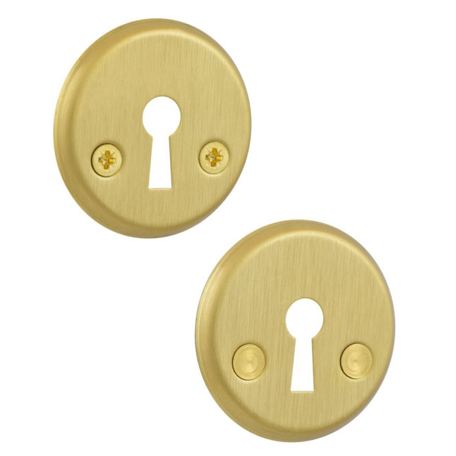 Щиток Abloy 016 A FIN ROUND латунь мат насквозь MS HA комплект Щиток Abloy 016 A FIN ROUND латунь мат насквозь MS HA комплект