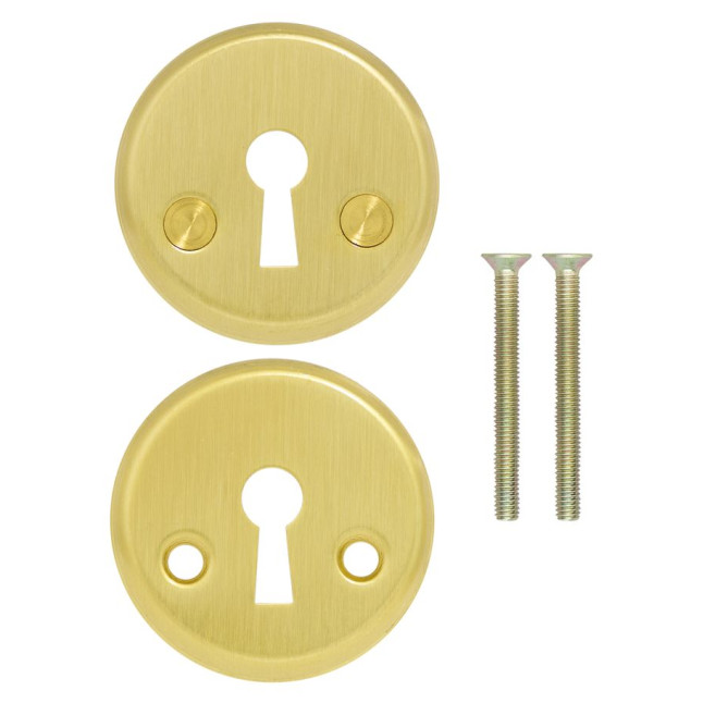 Щиток Abloy 016 A FIN ROUND латунь мат насквозь MS HA комплект Щиток Abloy 016 A FIN ROUND латунь мат насквозь MS HA комплект
