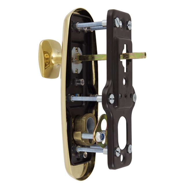 Фурнітура захисна MUL-T-LOCK PLATINUM SH300 fix-mov DIN PLATE 85/90мм Латунь_полірована 50-55мм 3клас Platinum GOLD Комплект