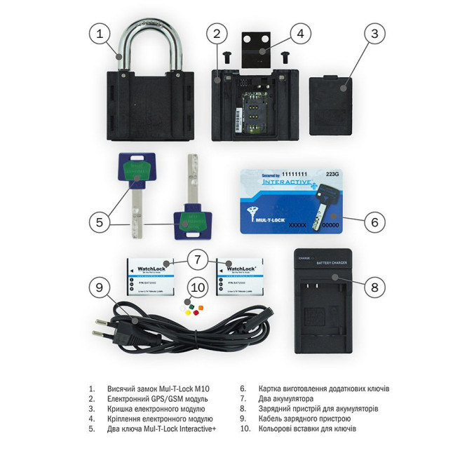 Замок навесной STARCOM Mul-t-lock с GPS/GSM мониторингом WATCHLOCK M10/C1 223G+ 2DND3D(BLUE INS) BOX